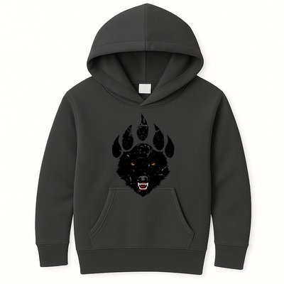 Wolf Claw Imprint Face Kids Hoodie