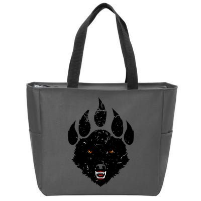 Wolf Claw Imprint Face Zip Tote Bag