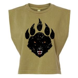 Wolf Claw Imprint Face Garment-Dyed Women's Muscle Tee