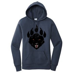 Wolf Claw Imprint Face Women's Pullover Hoodie