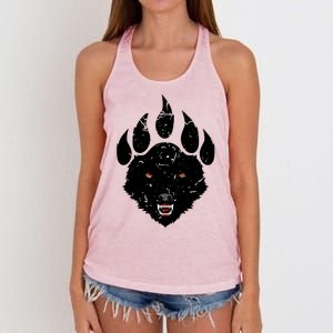 Wolf Claw Imprint Face Women's Knotted Racerback Tank