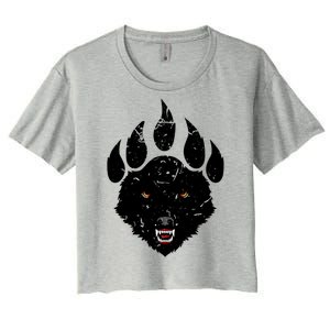 Wolf Claw Imprint Face Women's Crop Top Tee