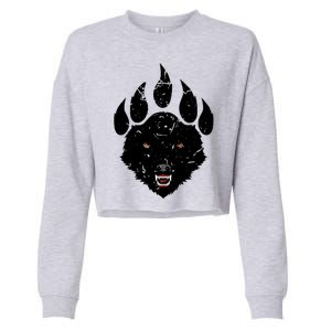 Wolf Claw Imprint Face Cropped Pullover Crew