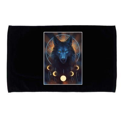 Wolf Dream Catcher Moon Phases  Microfiber Hand Towel