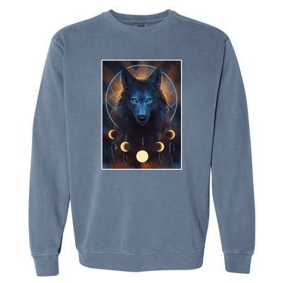 Wolf Dream Catcher Moon Phases  Garment-Dyed Sweatshirt