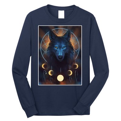 Wolf Dream Catcher Moon Phases  Long Sleeve Shirt