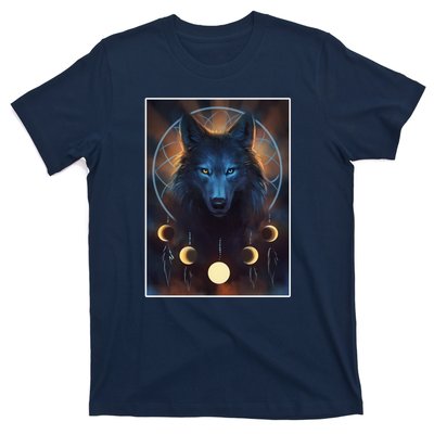 Wolf Dream Catcher Moon Phases  T-Shirt