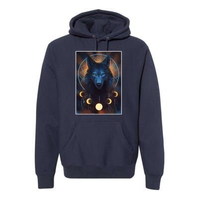 Wolf Dream Catcher Moon Phases  Premium Hoodie