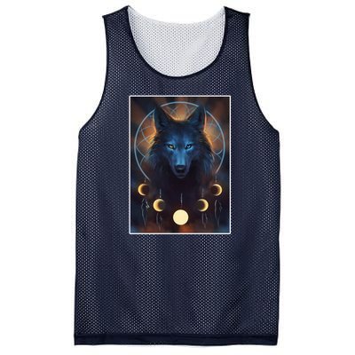 Wolf Dream Catcher Moon Phases  Mesh Reversible Basketball Jersey Tank