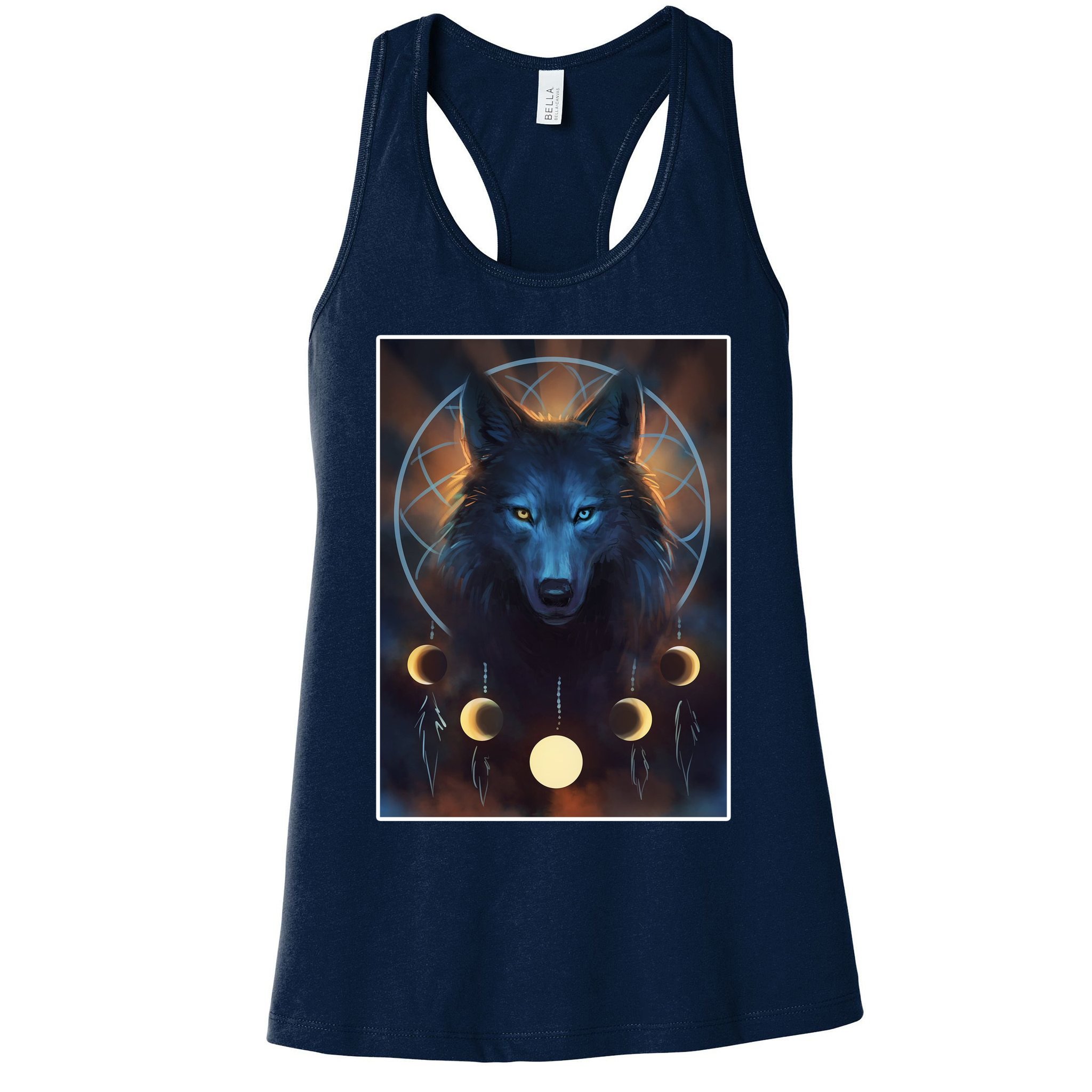 Wolf Dream Catcher Moon Phases  Womens Tank Top