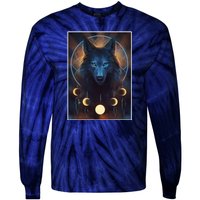 Wolf Dream Catcher Moon Phases  Tie-Dye Long Sleeve Shirt