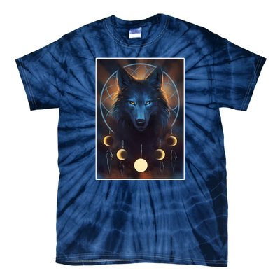 Wolf Dream Catcher Moon Phases  Tie-Dye T-Shirt