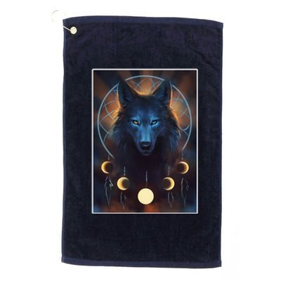 Wolf Dream Catcher Moon Phases  Platinum Collection Golf Towel