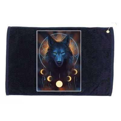 Wolf Dream Catcher Moon Phases  Grommeted Golf Towel