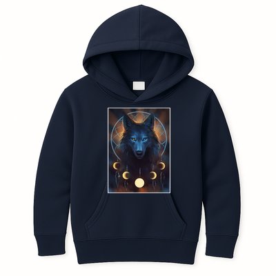 Wolf Dream Catcher Moon Phases  Kids Hoodie