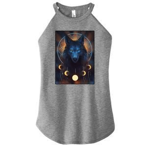 Wolf Dream Catcher Moon Phases  Women's Perfect Tri Rocker Tank