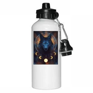 Wolf Dream Catcher Moon Phases  Aluminum Water Bottle 