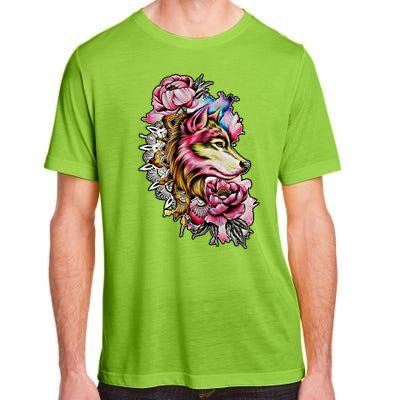 Wolf Flower Floral Cool Illustration Adult ChromaSoft Performance T-Shirt