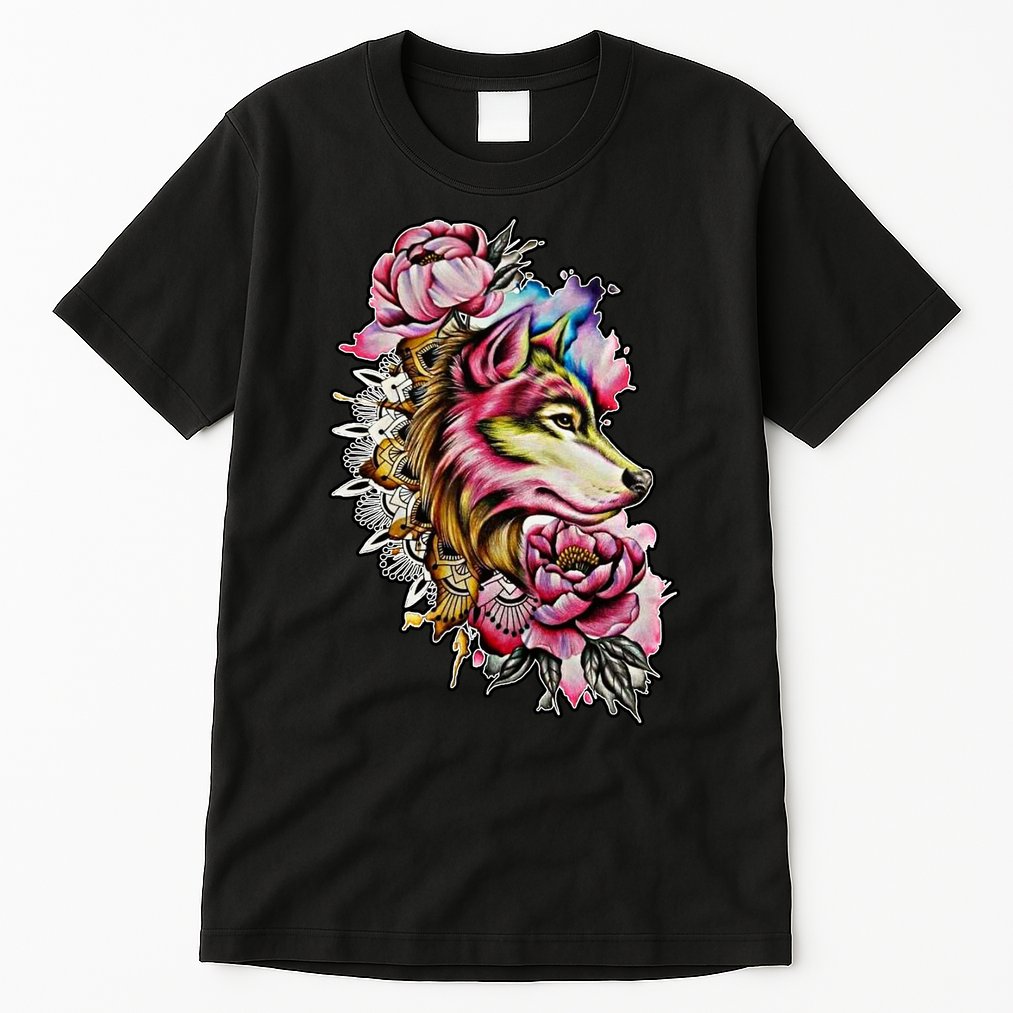 Wolf Flower Floral Cool Illustration Tall T-Shirt