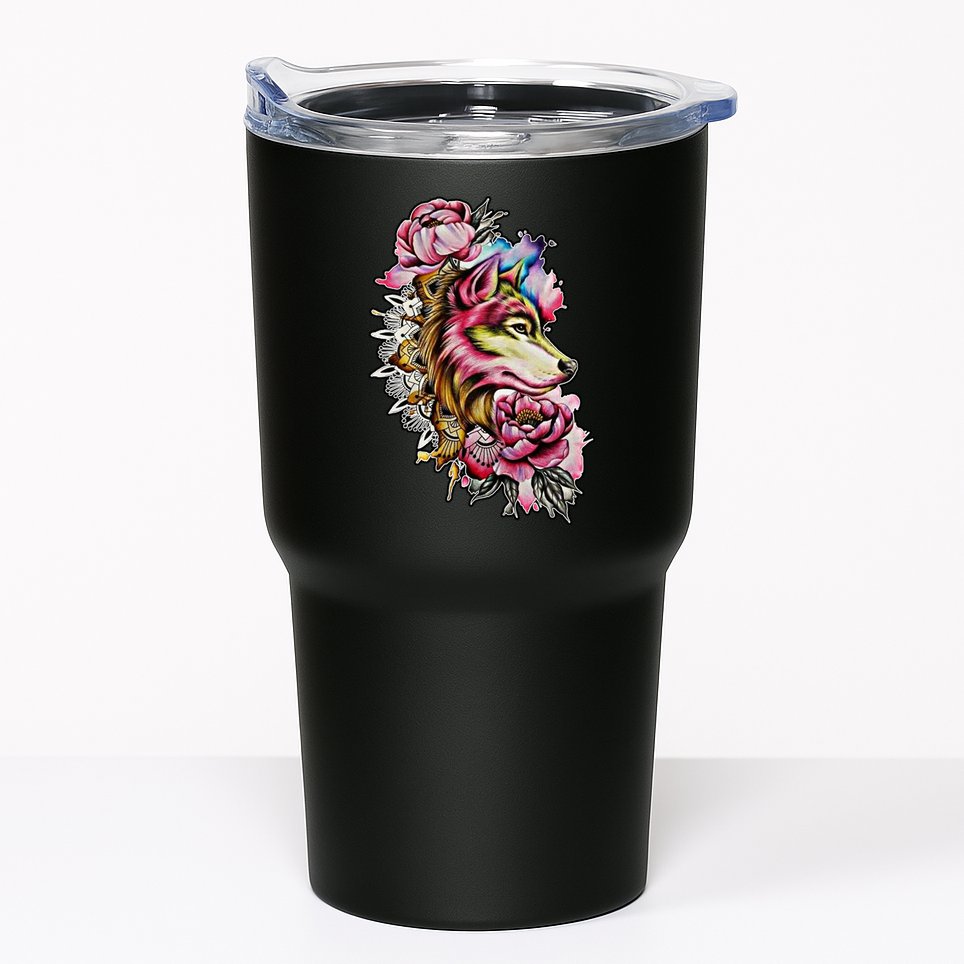 Wolf Flower Floral Cool Illustration Tumbler