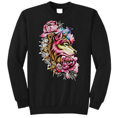 Wolf Flower Floral Cool Illustration Tall Sweatshirt