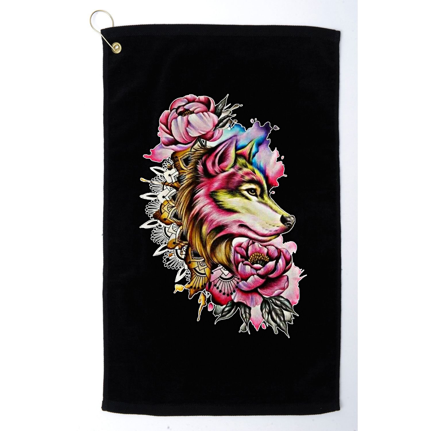 Wolf Flower Floral Cool Illustration Golf Towel