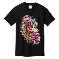 Wolf Flower Floral Cool Illustration Kids T-Shirt