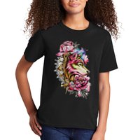Wolf Flower Floral Cool Illustration Kids T-Shirt
