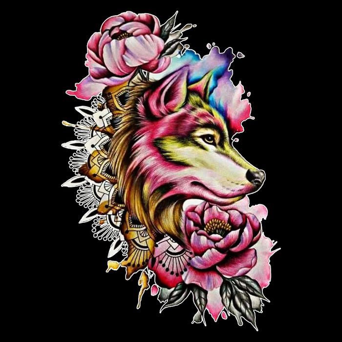 Wolf Flower Floral Cool Illustration Kids T-Shirt