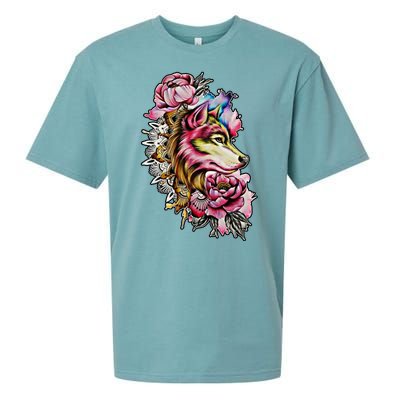 Wolf Flower Floral Cool Illustration Sueded Cloud Jersey T-Shirt