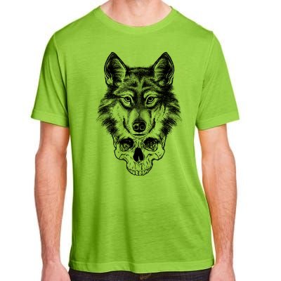 Wolf Head On Skull Graphic Adult ChromaSoft Performance T-Shirt