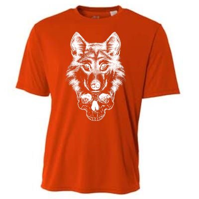 Wolf Head On Skull Graphic Cooling Performance Crew T-Shirt