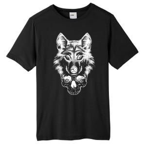 Wolf Head On Skull Graphic Tall Fusion ChromaSoft Performance T-Shirt