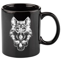 Wolf Head On Skull Graphic 11oz C Handle Ceramic Mug