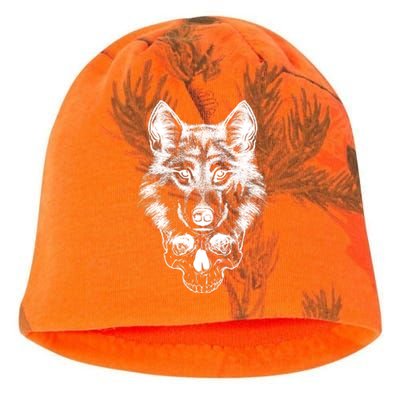 Wolf Head On Skull Graphic Kati - Camo Knit Beanie