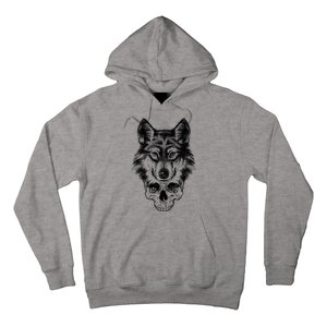 Wolf Head On Skull Graphic Hoodie