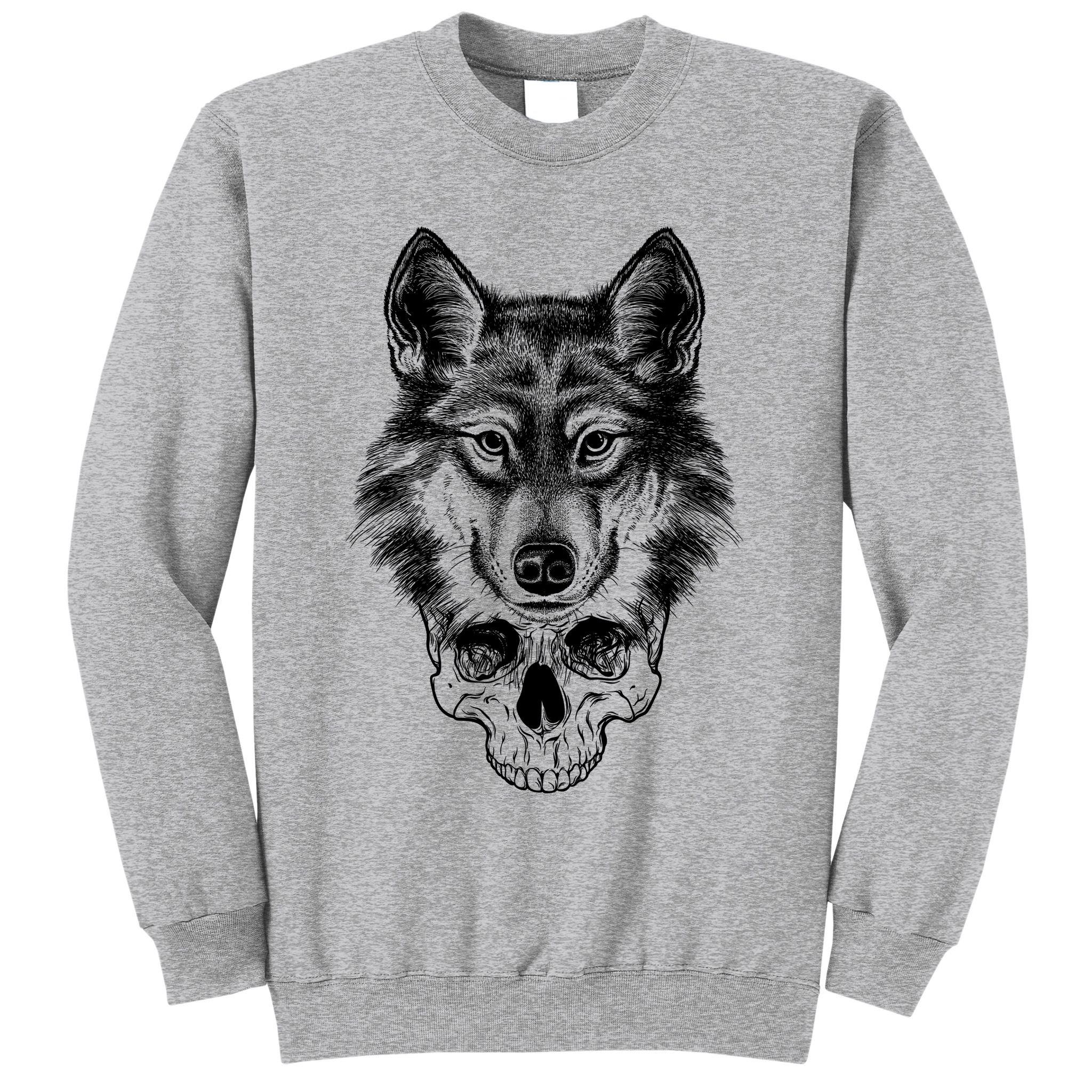 Wolf Head On Skull Graphic Sweatshirt