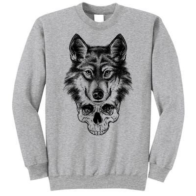 Wolf Head On Skull Graphic Sweatshirt