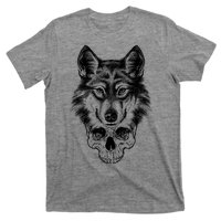 Wolf Head On Skull Graphic T-Shirt