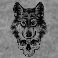 Wolf Head On Skull Graphic T-Shirt