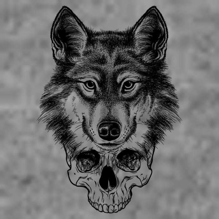 Wolf Head On Skull Graphic T-Shirt