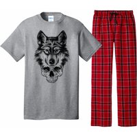 Wolf Head On Skull Graphic Pajama Set