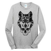 Wolf Head On Skull Graphic Tall Long Sleeve T-Shirt