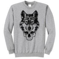 Wolf Head On Skull Graphic Tall Sweatshirt