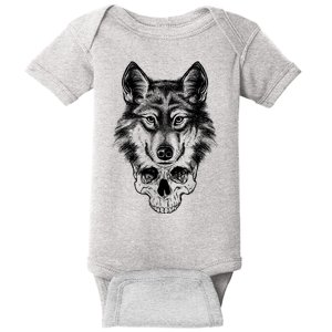 Wolf Head On Skull Graphic Baby Bodysuit