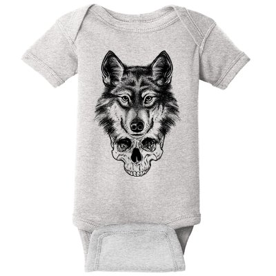 Wolf Head On Skull Graphic Baby Bodysuit