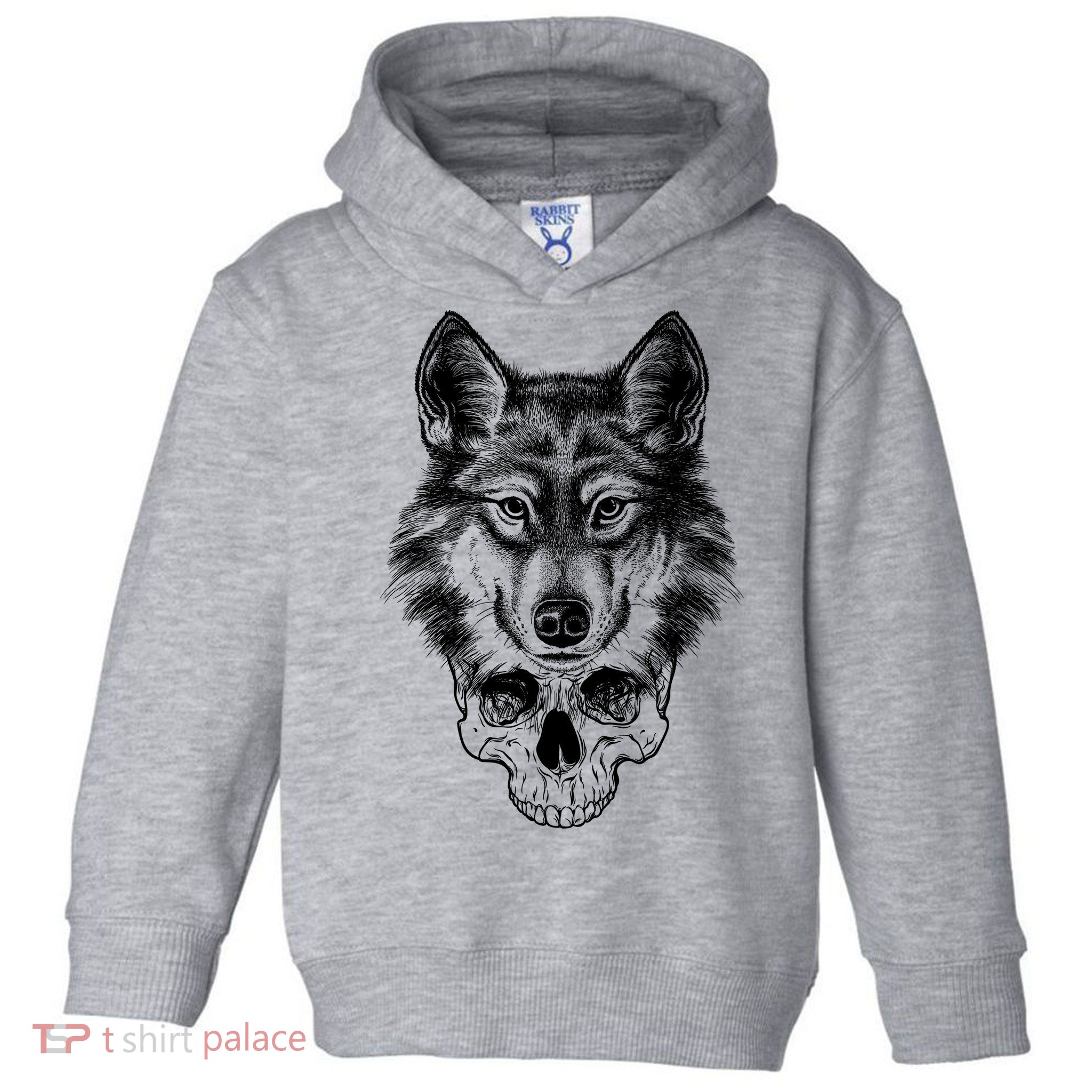 Wolf Head On Skull Graphic Toddler Hoodie