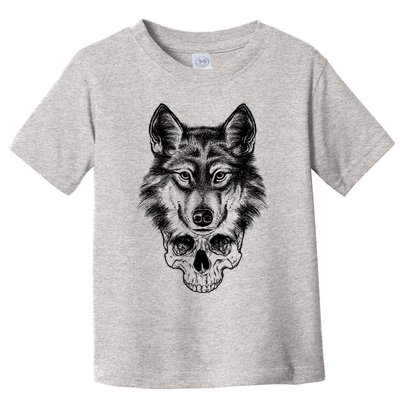 Wolf Head On Skull Graphic Toddler T-Shirt