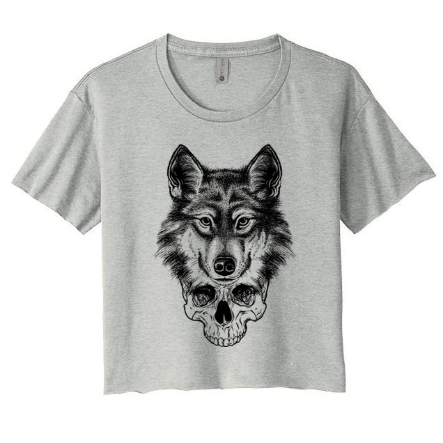 Wolf Head On Skull Graphic Crop Top