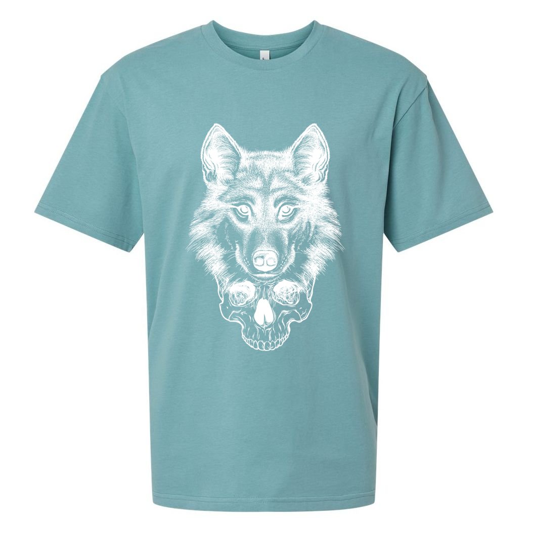 Wolf Head On Skull Graphic Sueded Cloud Jersey T-Shirt